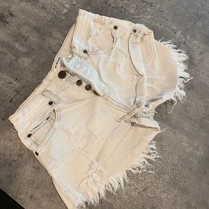 One Teaspoon Dirty White Denim Cutoff Daisy Dukes